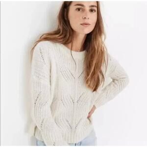 Madewell Sweater Cozy Cream Pullover Knit Alpaca Blend Soft Cozy Charley Size S